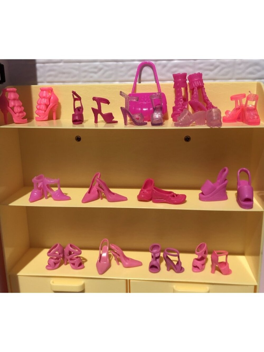 Vtg Barbie Doll Set Shoes Clone Mule Pumps Heels Boots Purse Pink Lot 14 Pairs